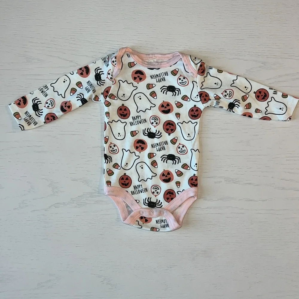 🎃 Chickpea Mama’s Pumpkin Set of 2 Bodysuits Hair Bow 6-9 months - Picture 4 of 5